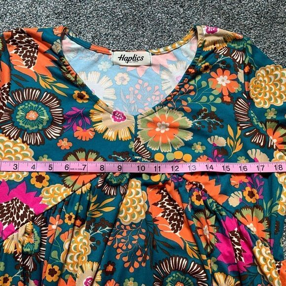 Boho Buttery Soft Knit Floral Pocketed Dress Bright Trendy Haptics Small - Picture 4 of 6